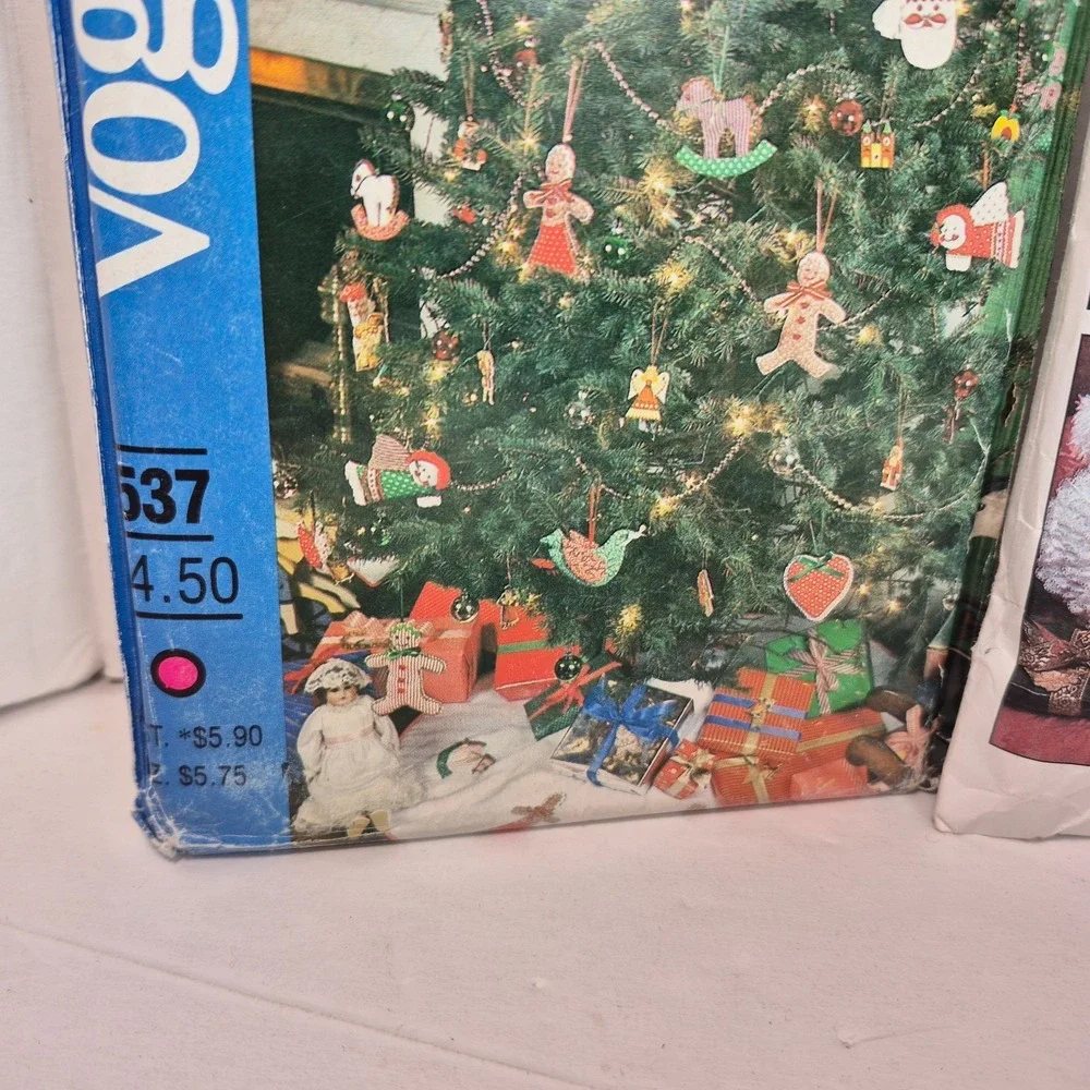 Vogue Patterns 537 and 2776 Christmas Ornaments Stockings Tree Skirt Angel Etc.